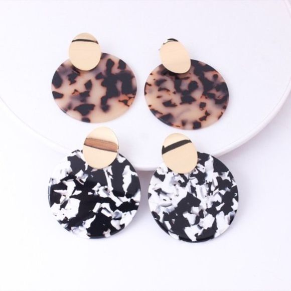 Faux Tortoise Shell Earrings - Picture 1 of 4